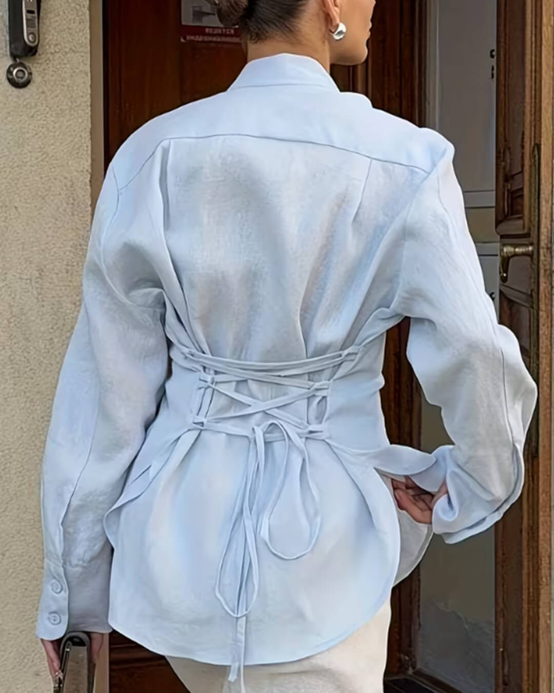 Harper blouse met lange mouwen en strik aan de achterkant