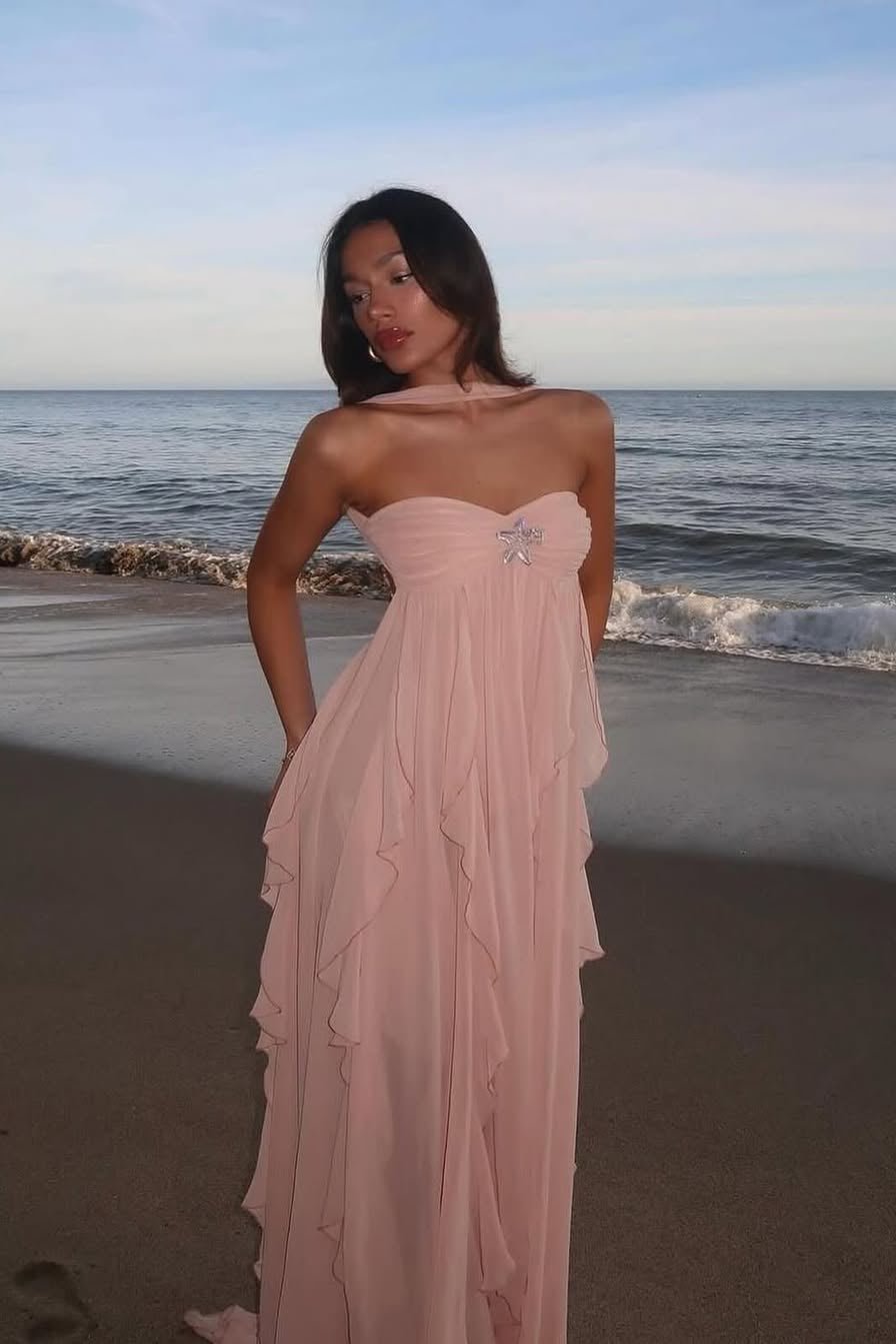 Harper strapless maxi-jurk met ruches