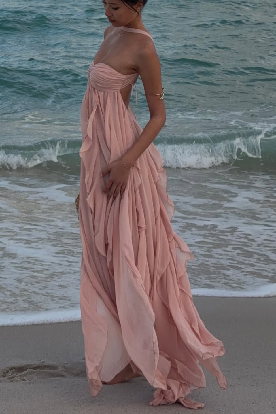 Harper strapless maxi-jurk met ruches