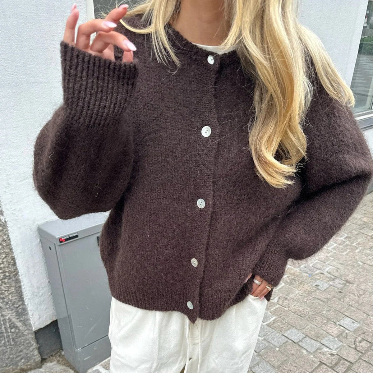 Hazel zacht gebreid vest