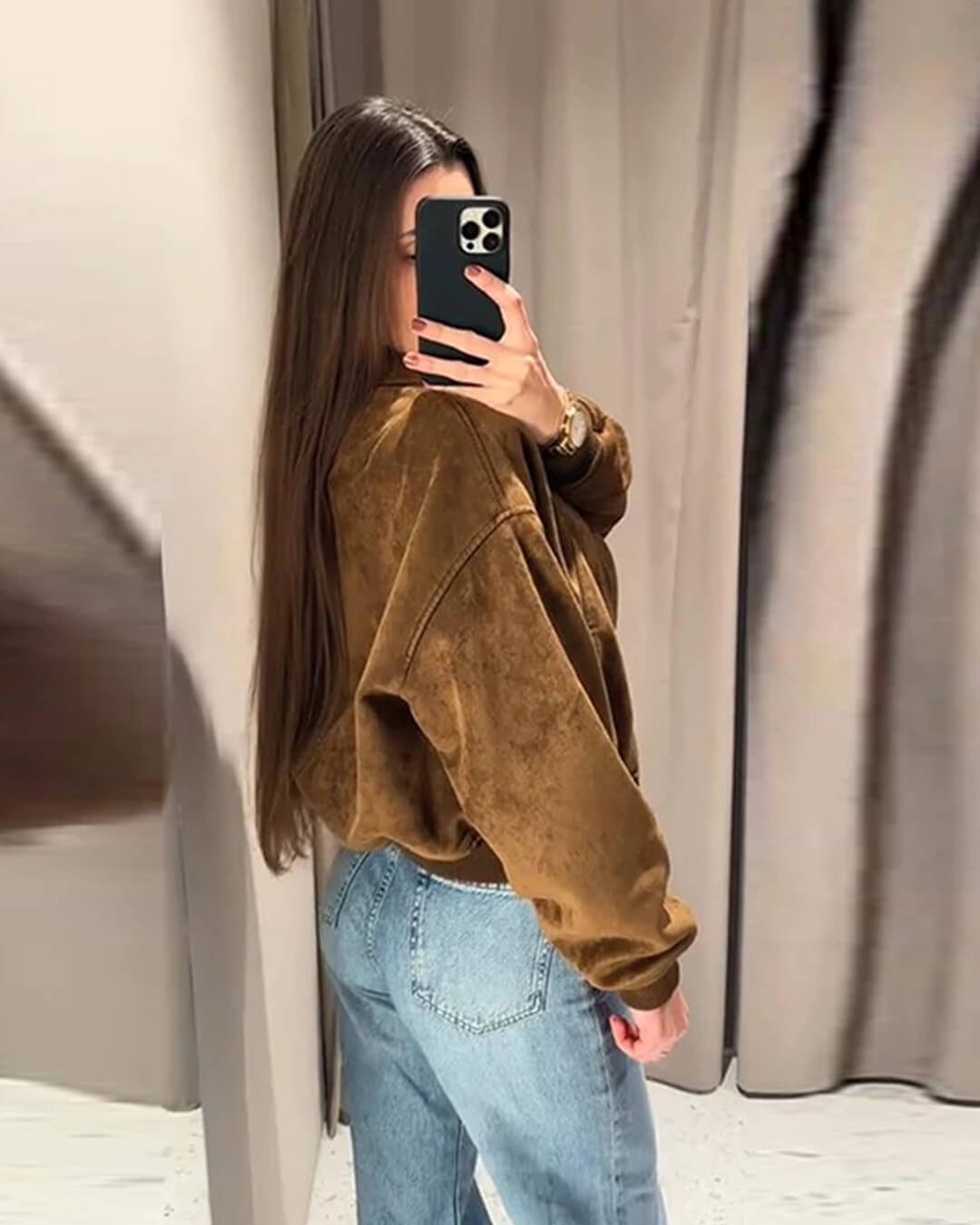 Heather jas van imitatie suède