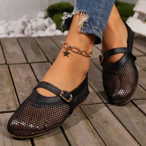 Hermione mesh ballerina's in Mary Jane-stijl