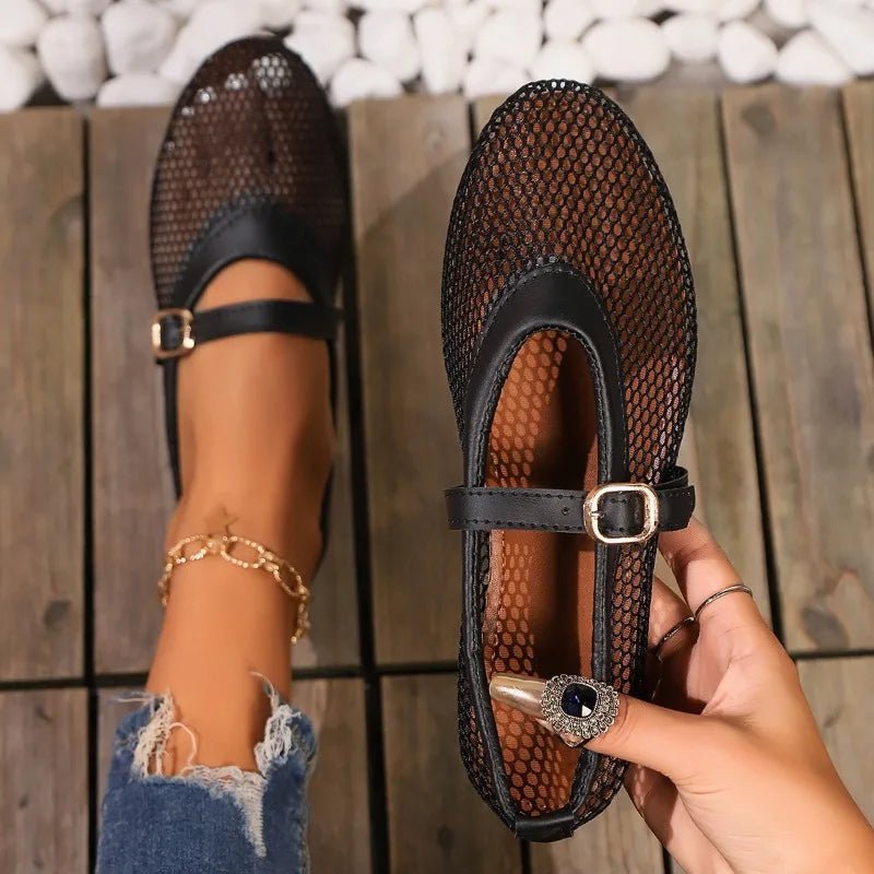 Hermione mesh ballerina's in Mary Jane-stijl