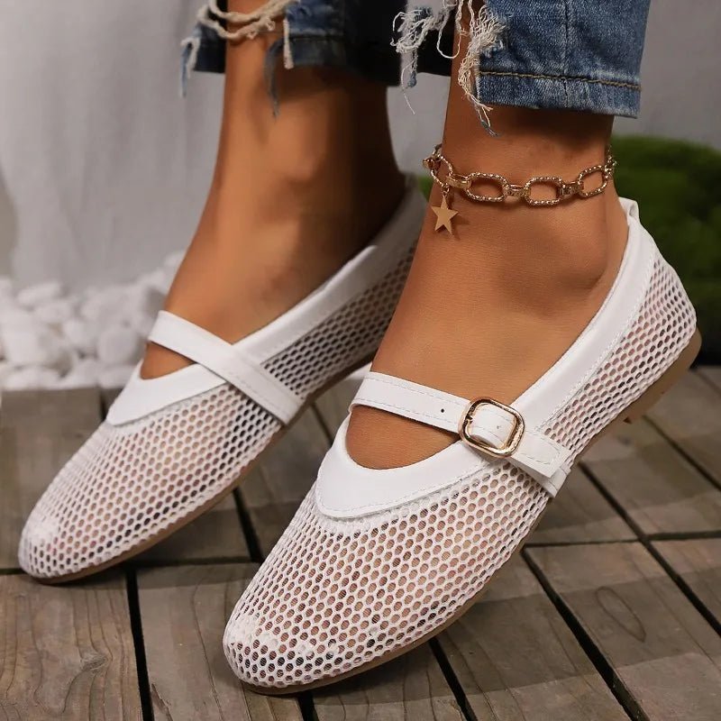 Hermione mesh ballerina's in Mary Jane-stijl