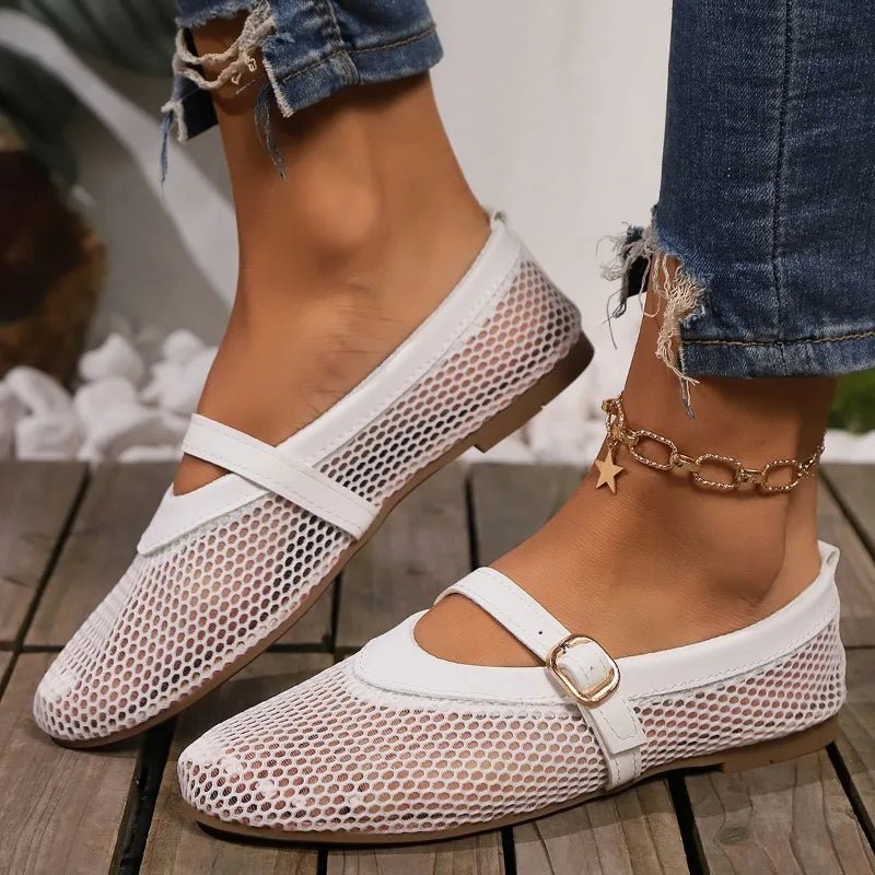 Hermione mesh ballerina's in Mary Jane-stijl