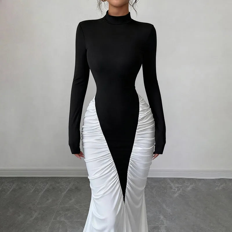 Maxi-jurk met hoge hals