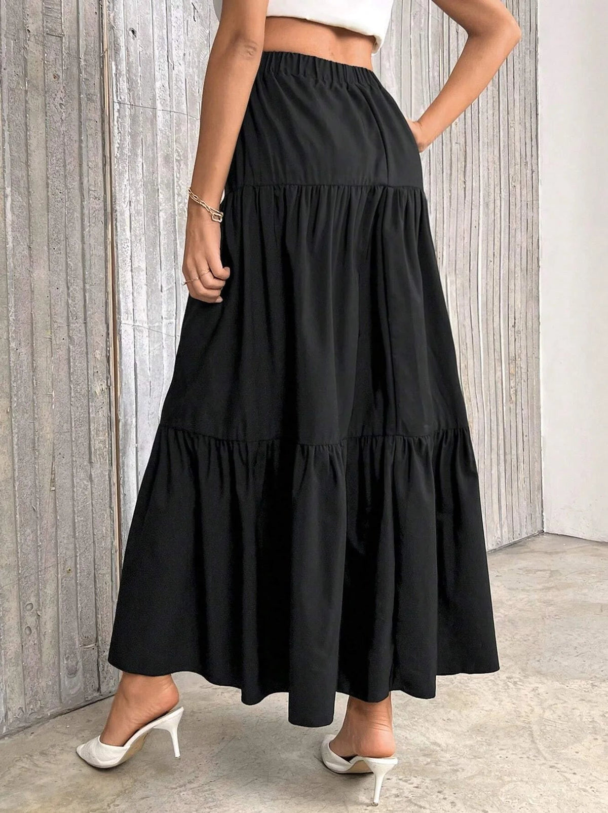 Idalia A-lijnrok met hoge taille en volantzoom