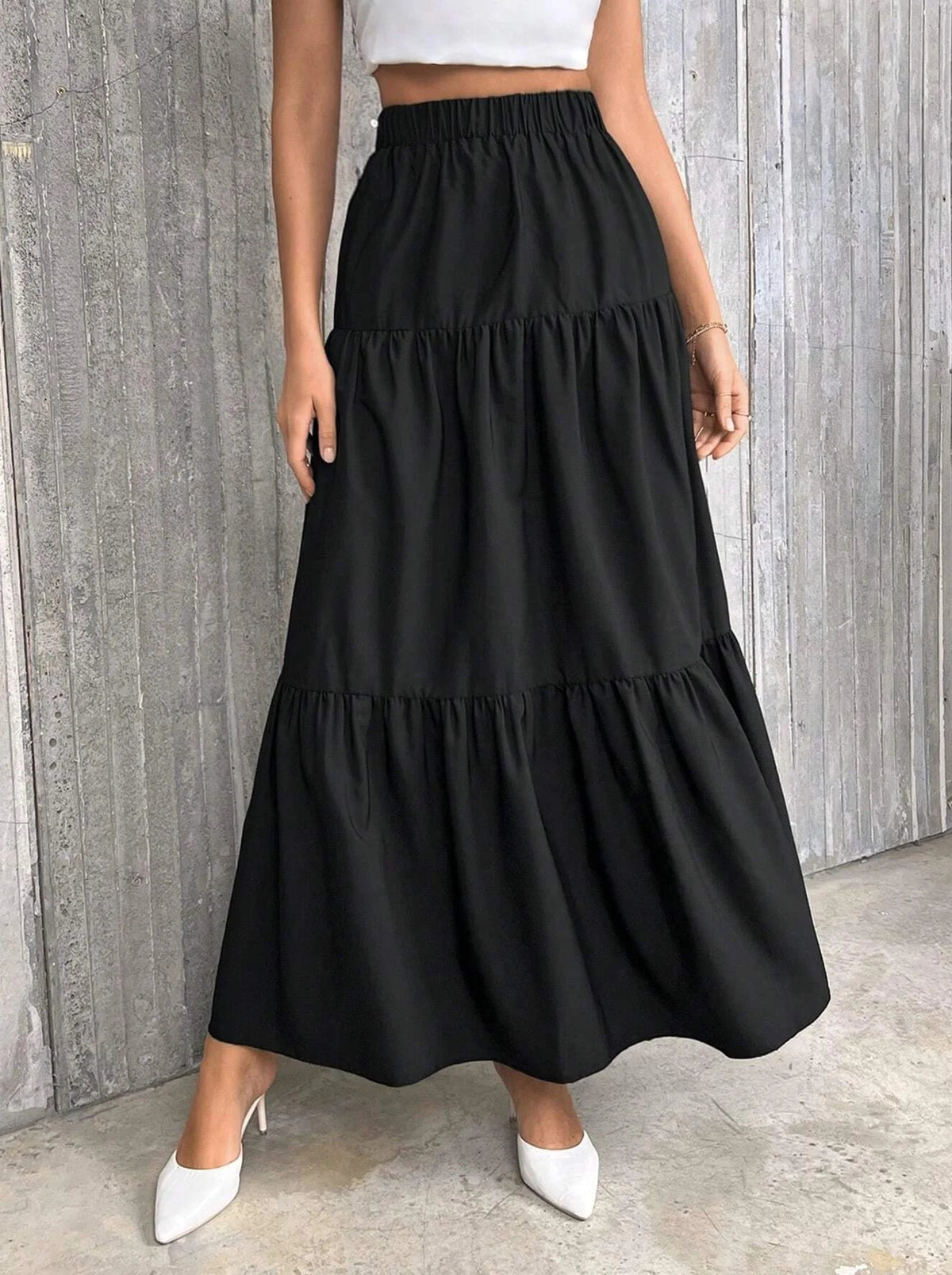 Idalia A-lijnrok met hoge taille en volantzoom