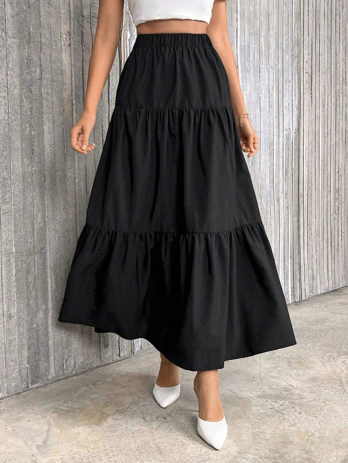 Idalia A-lijnrok met hoge taille en volantzoom