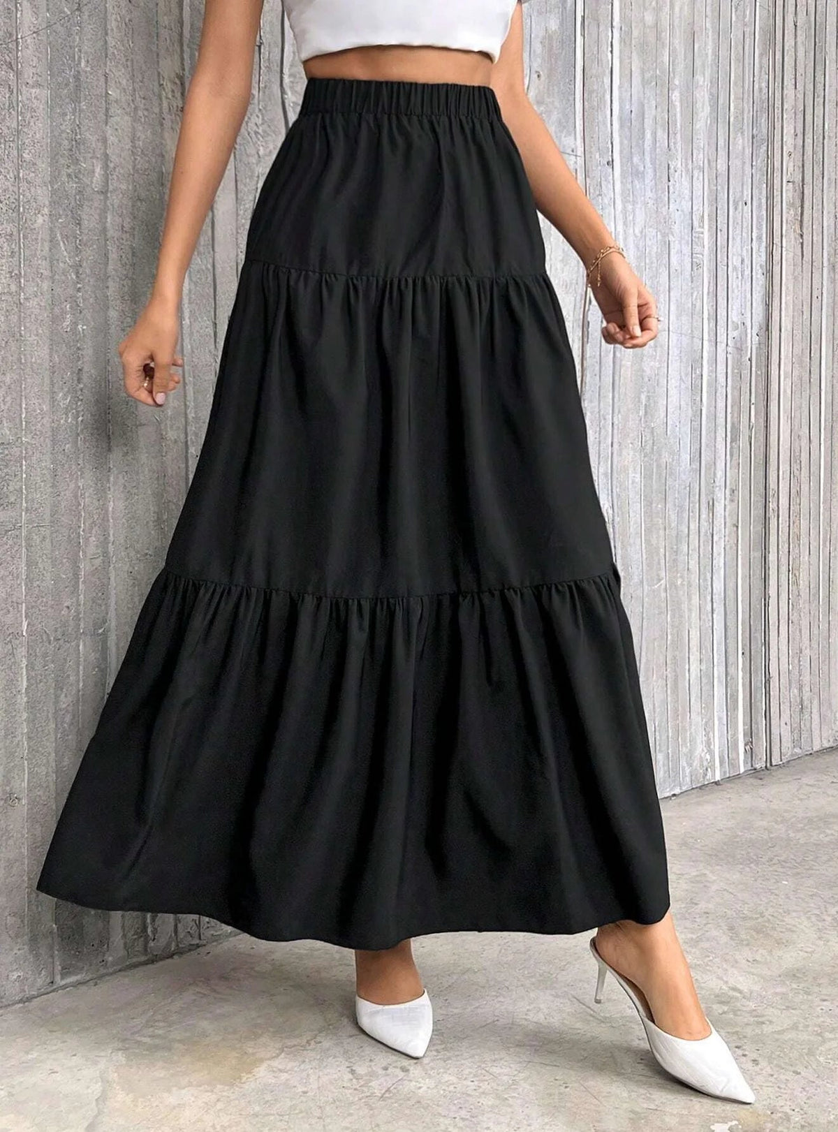 Idalia A-lijnrok met hoge taille en volantzoom