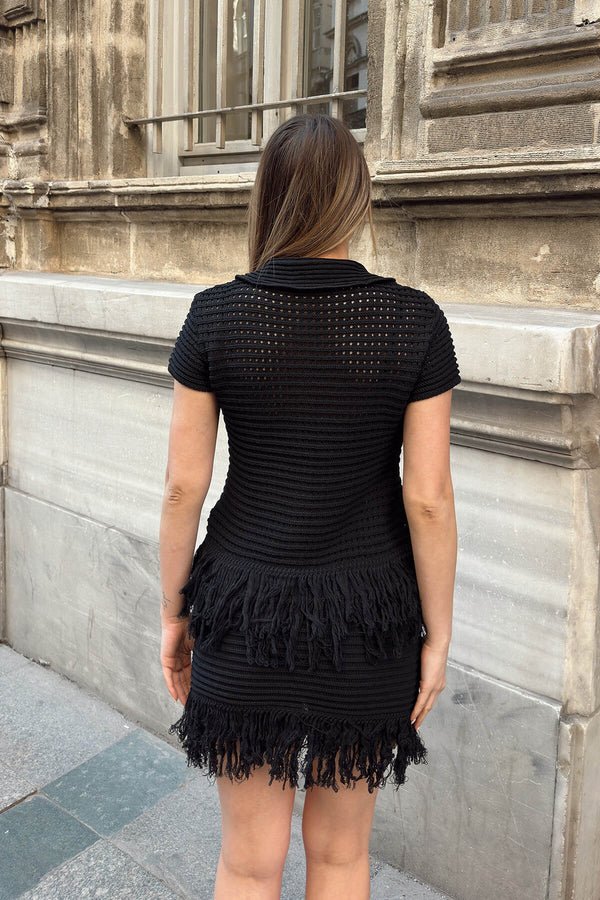 Ioanna gebreide set met kwastjes en rok