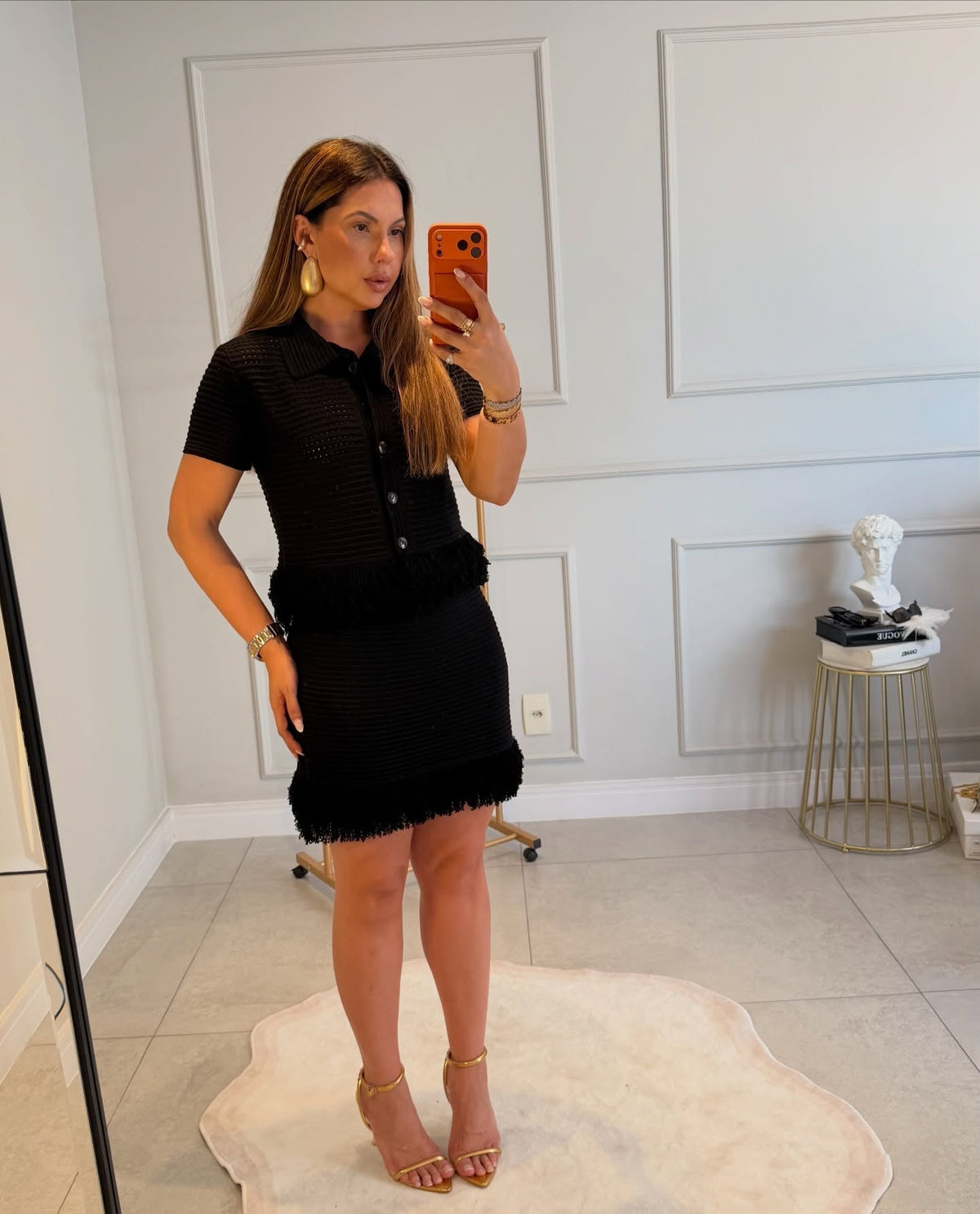 Ioanna gebreide set met kwastjes en rok