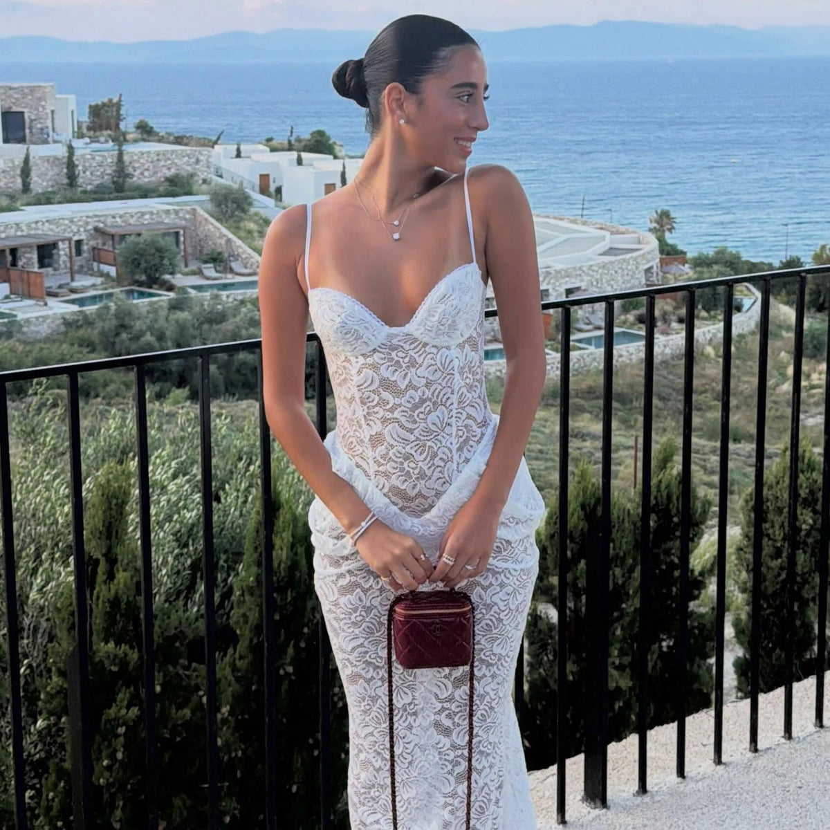 Isabella kanten maxijurk met corset