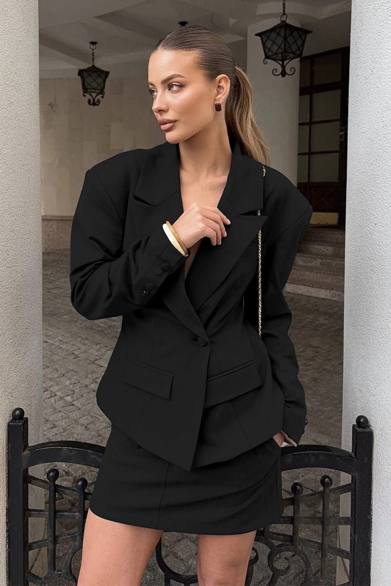 Janna blazer met één knoop en sjaalkraag