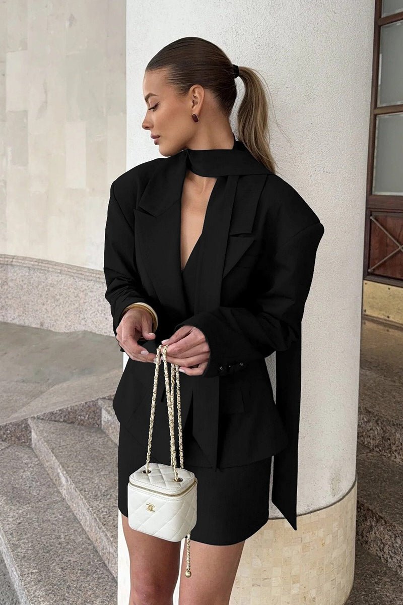 Janna blazer met één knoop en sjaalkraag