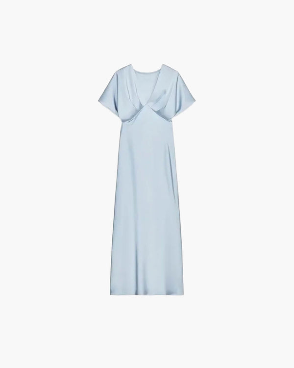Janna satijnen midi-jurk met V-hals