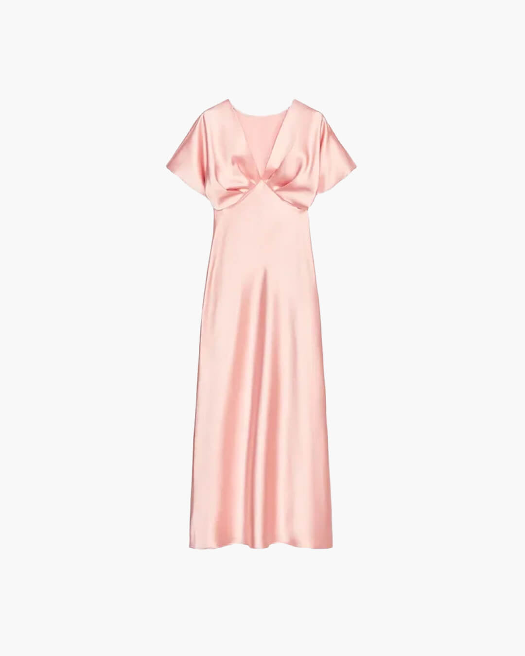 Janna satijnen midi-jurk met V-hals