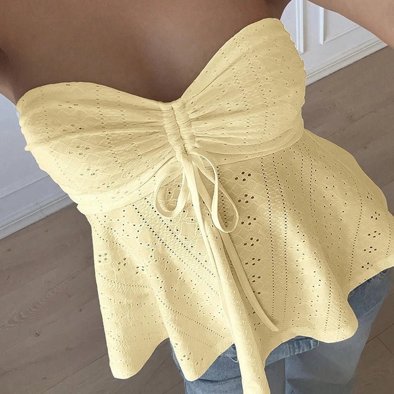 Jasmine bandeautop met broderie anglaise