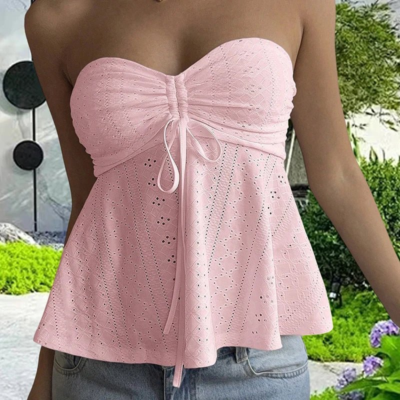 Jasmine bandeautop met broderie anglaise