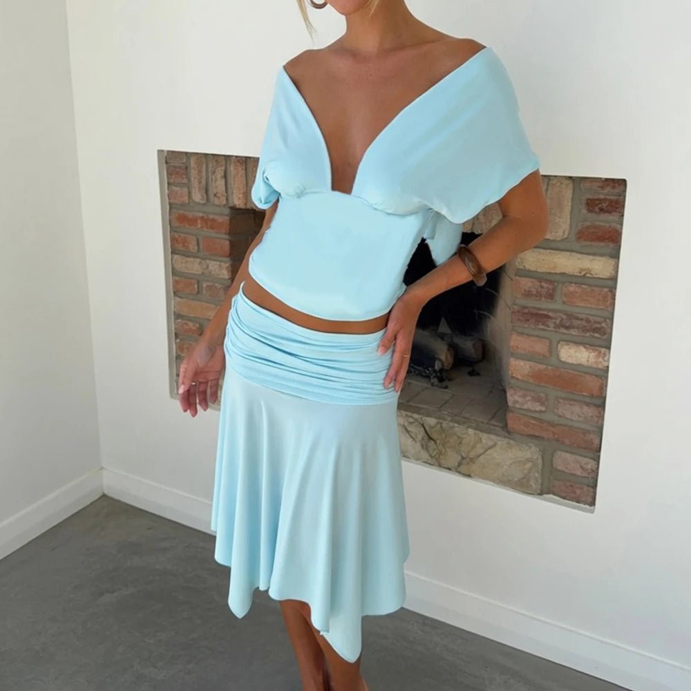 Jenna off-shouldertop en rokset