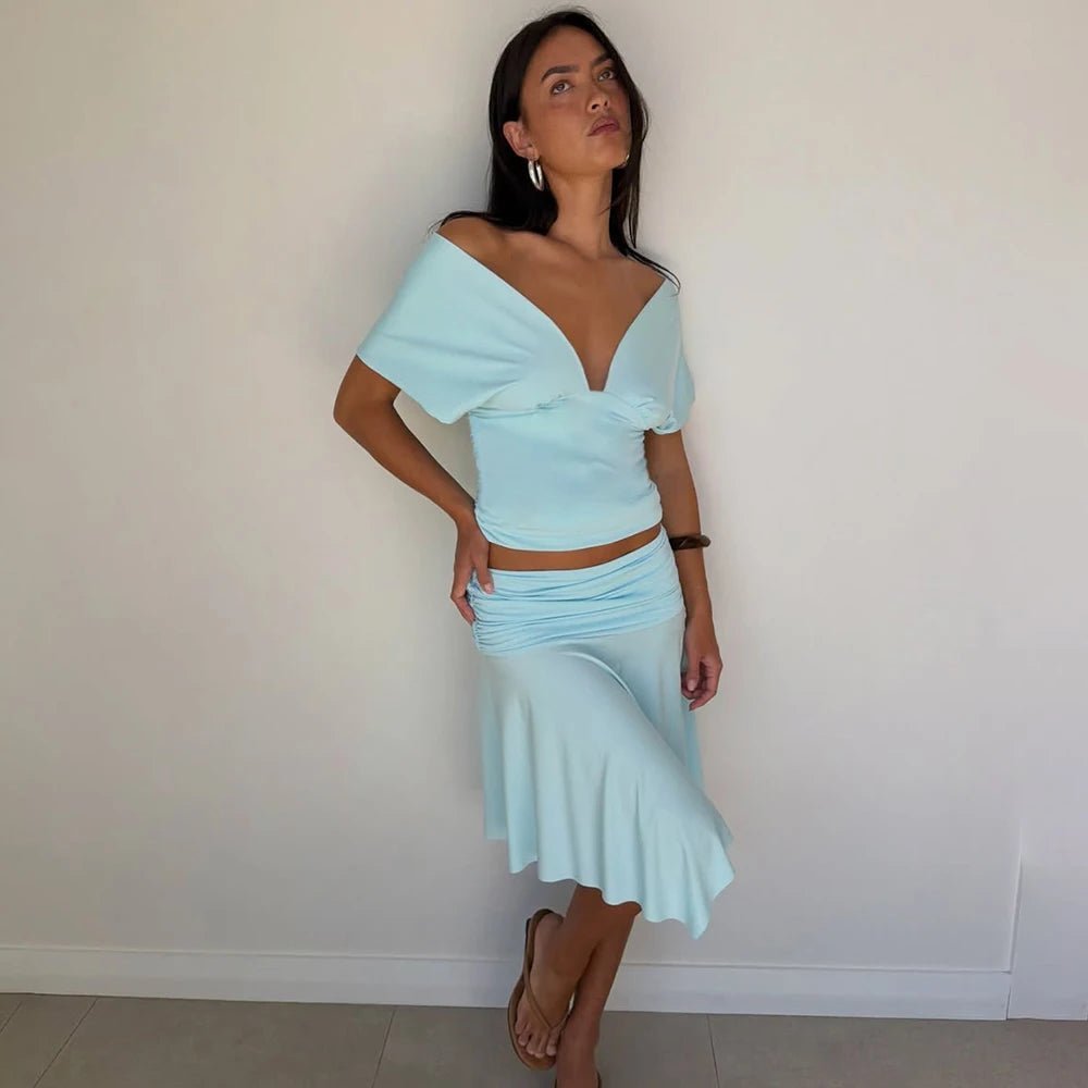Jenna off-shouldertop en rokset