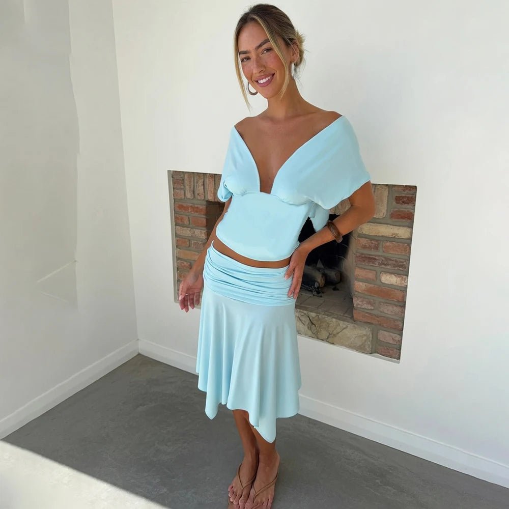 Jenna off-shouldertop en rokset
