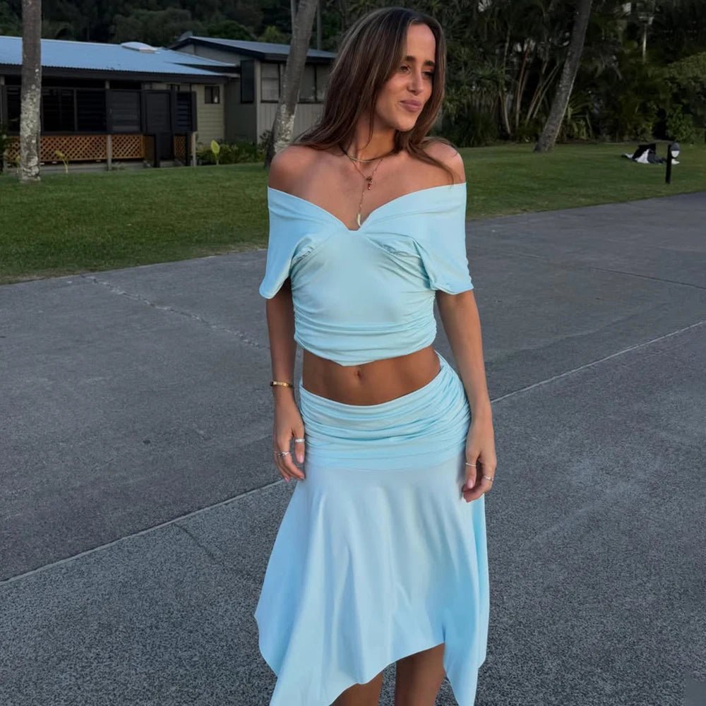 Jenna off-shouldertop en rokset