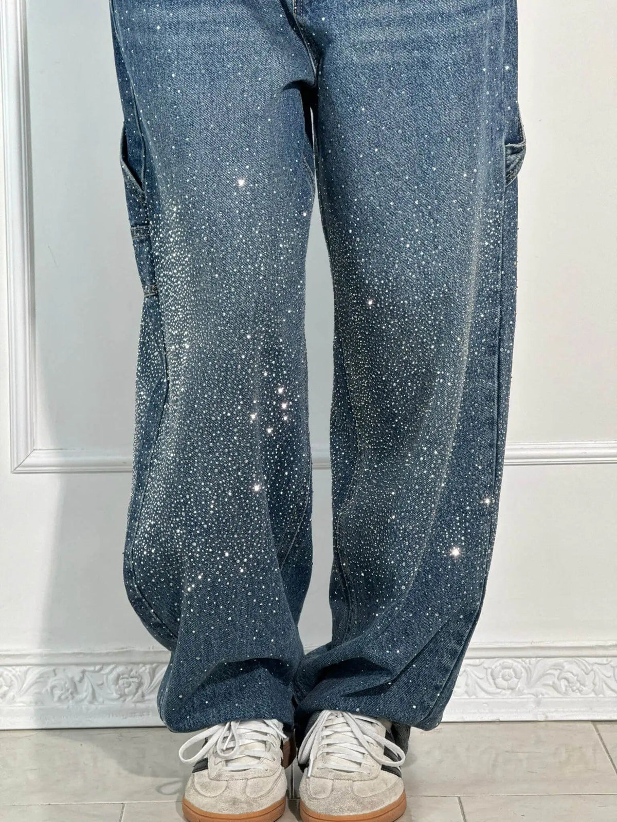 Jeremy baggy cargobroek van denim met glitters
