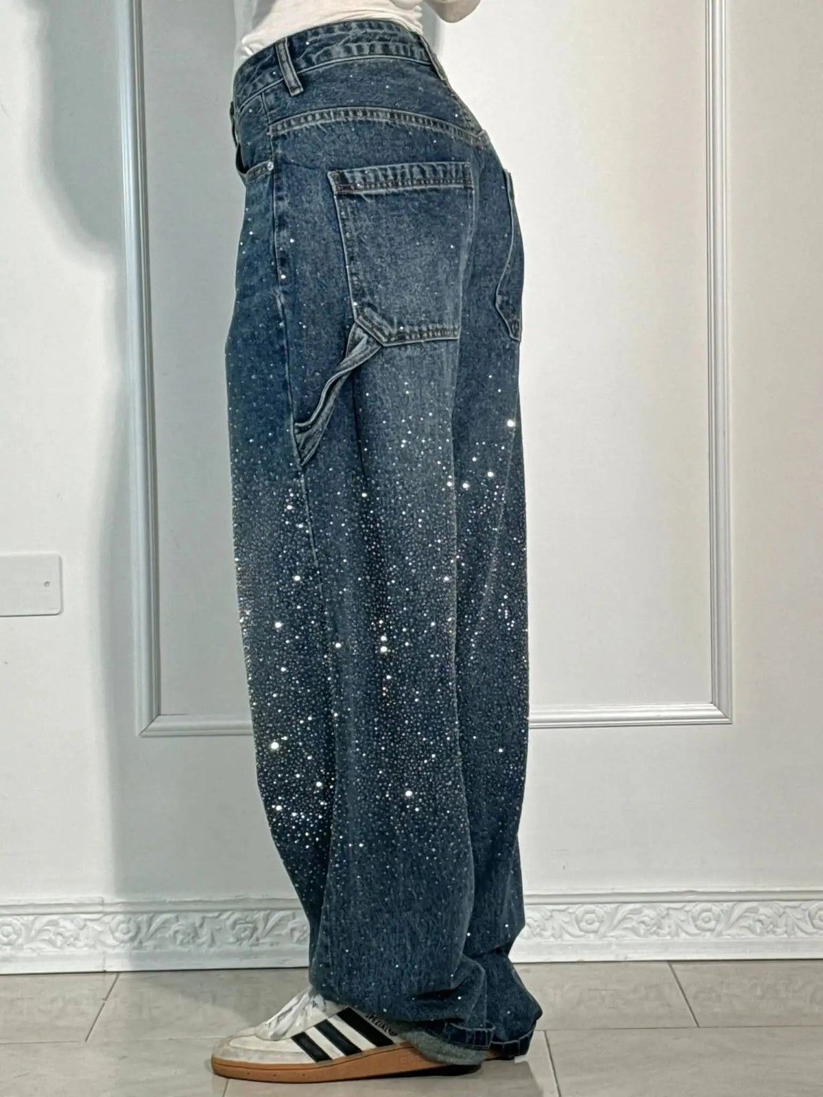 Jeremy baggy cargobroek van denim met glitters
