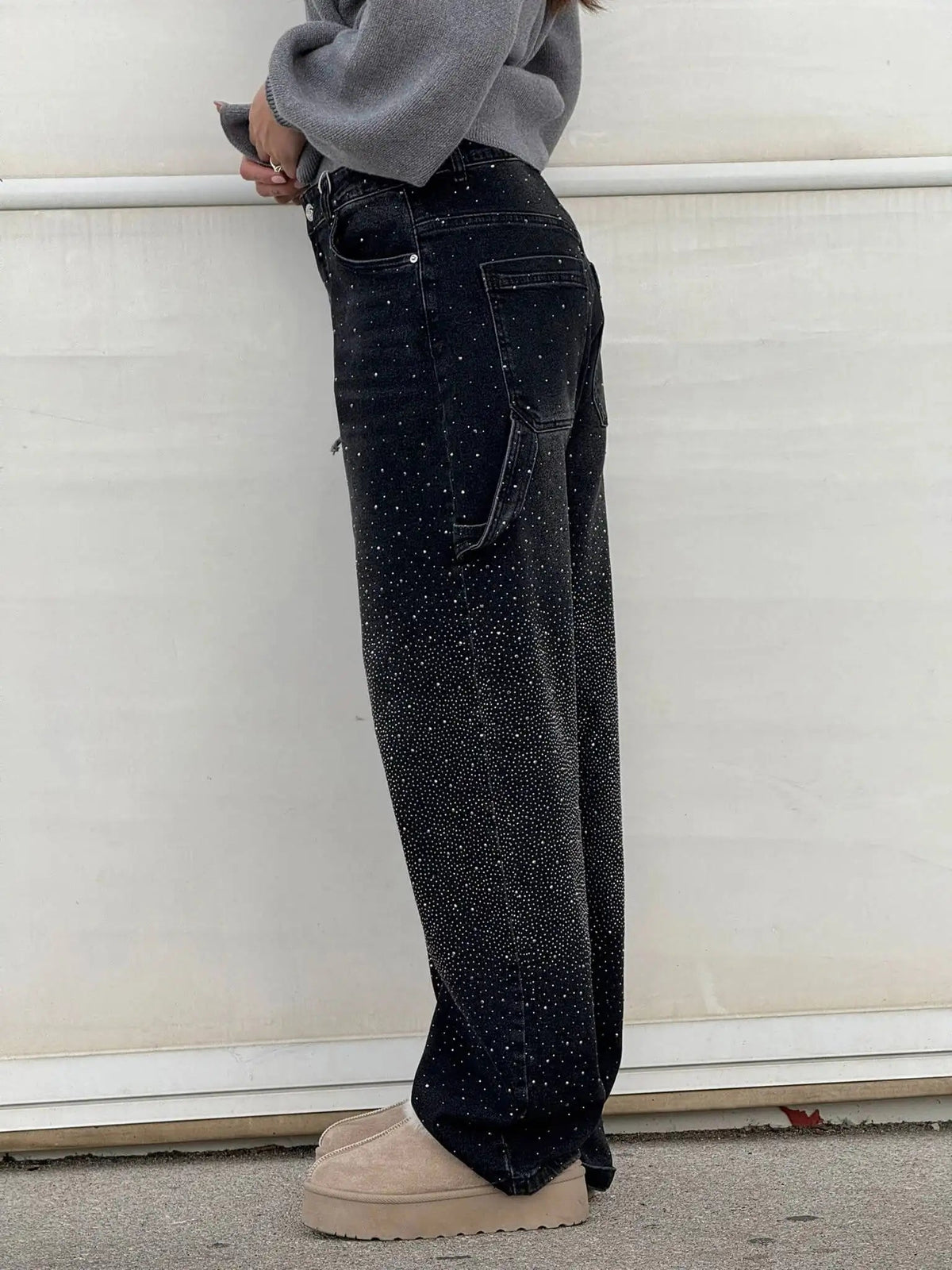 Jeremy baggy cargobroek van denim met glitters