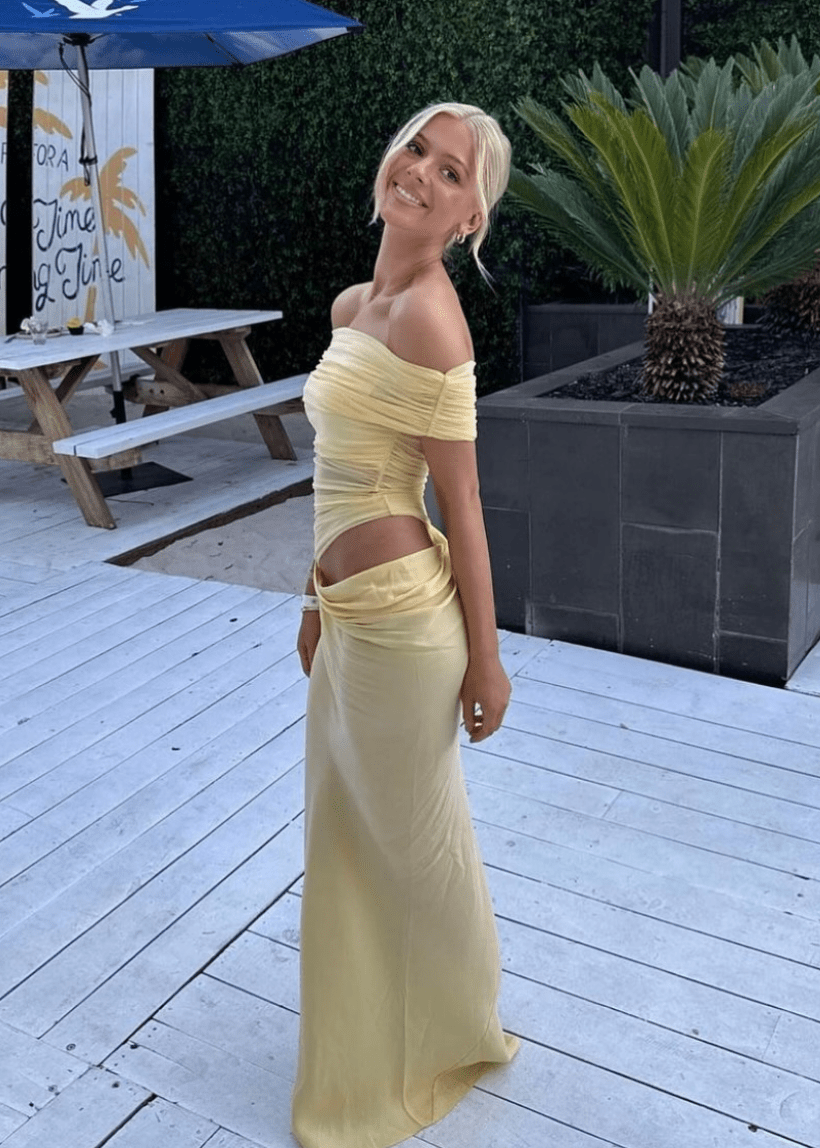 Jessa offshoulder maxi-jurk van mesh