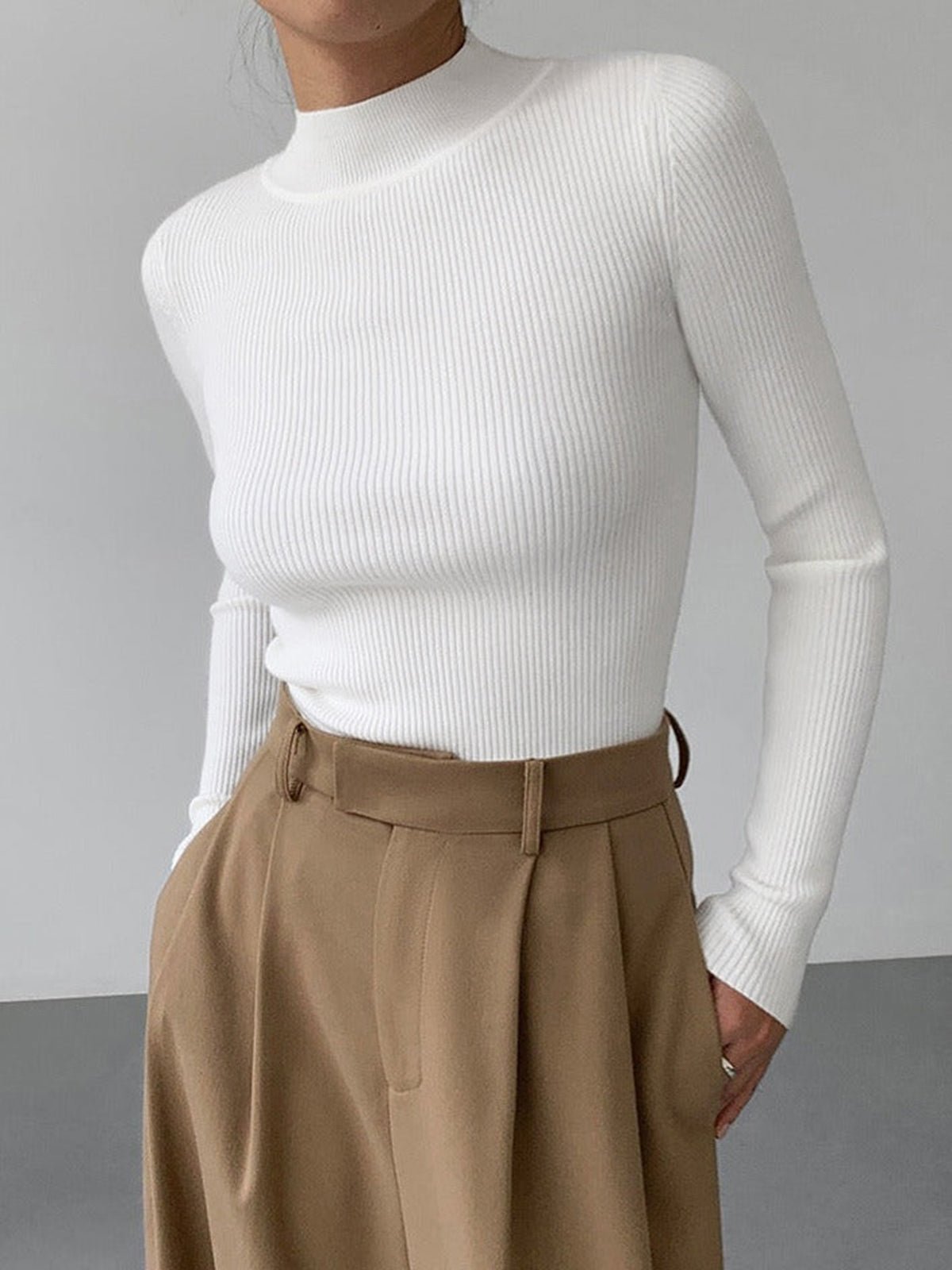 Jessa geribde gebreide blouse met lange mouwen