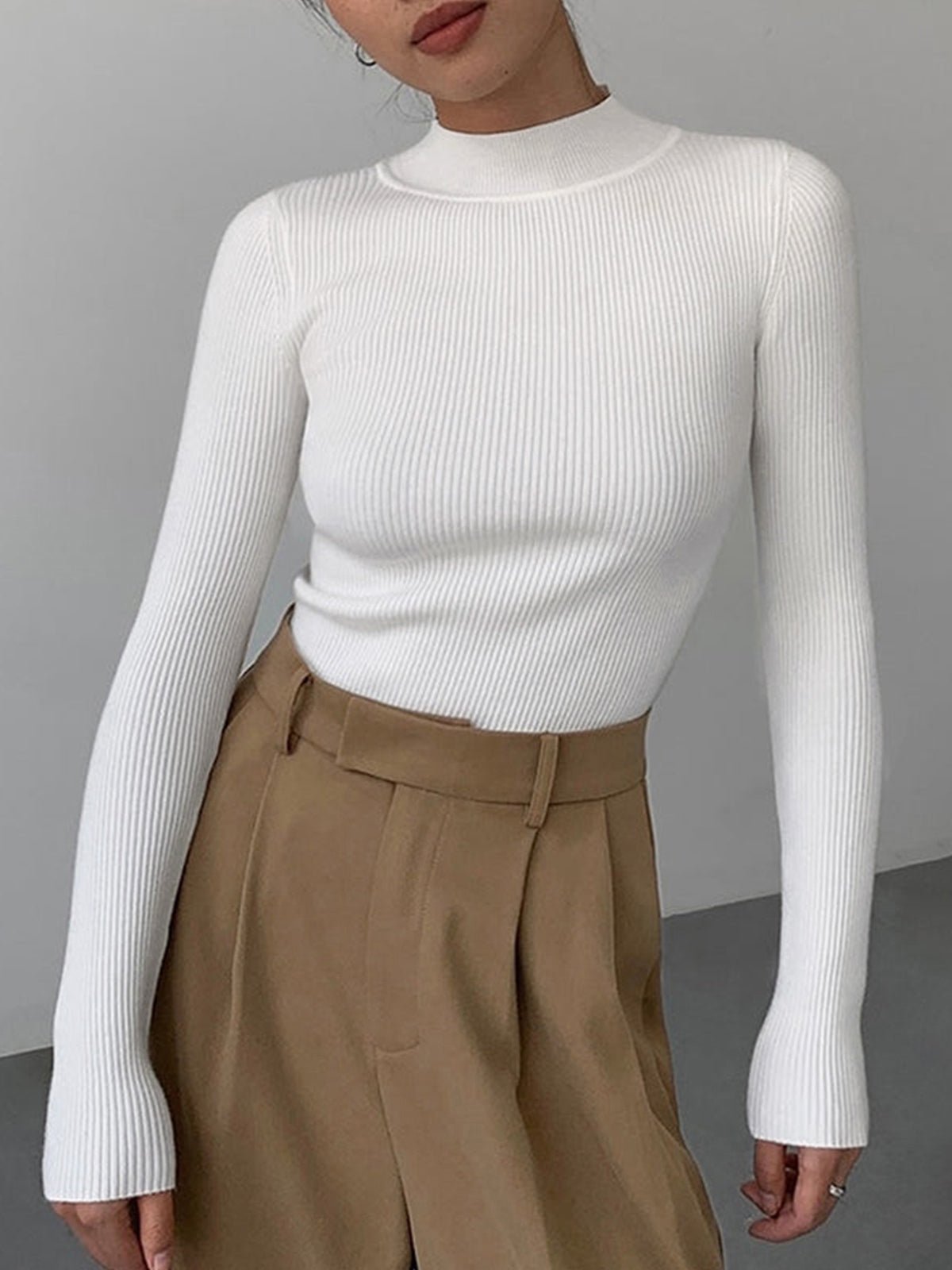 Jessa geribde gebreide blouse met lange mouwen