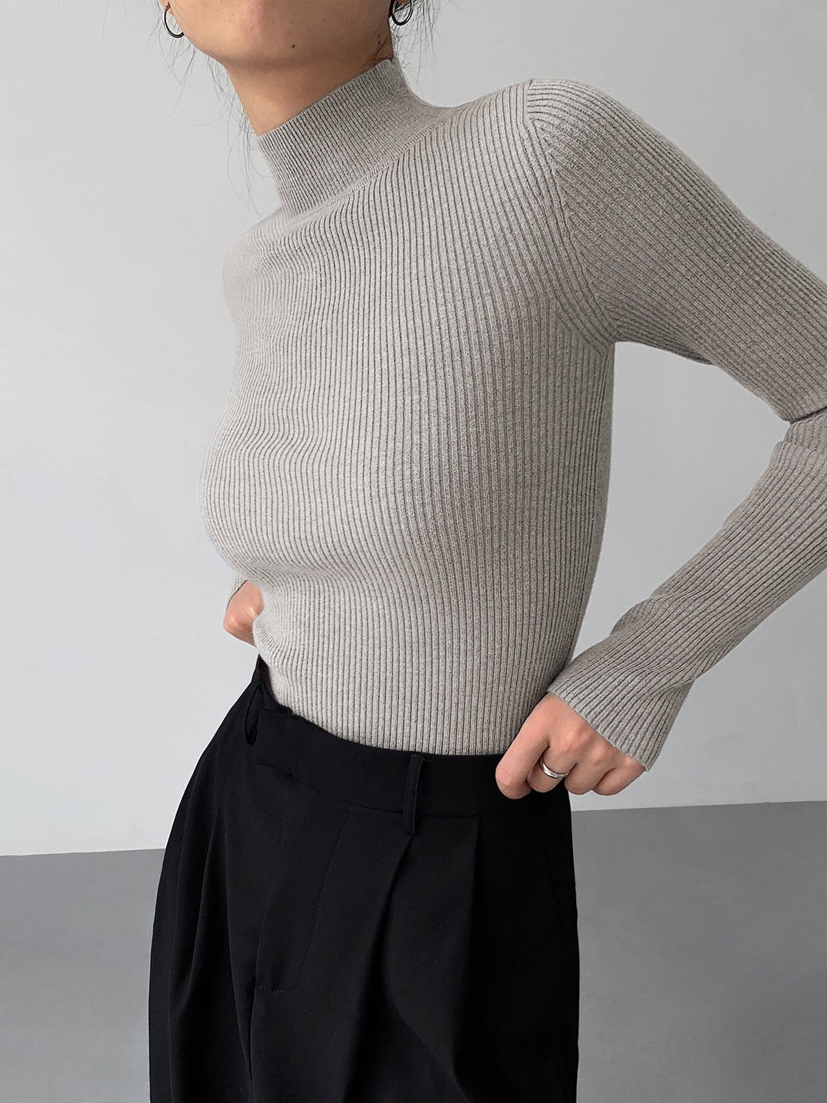 Jessa geribde gebreide blouse met lange mouwen