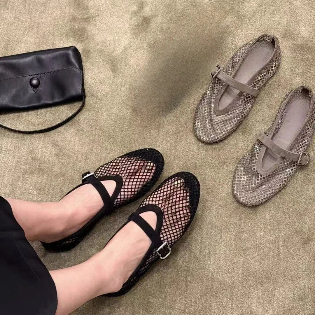 Jessica ballerina's van mesh met strass
