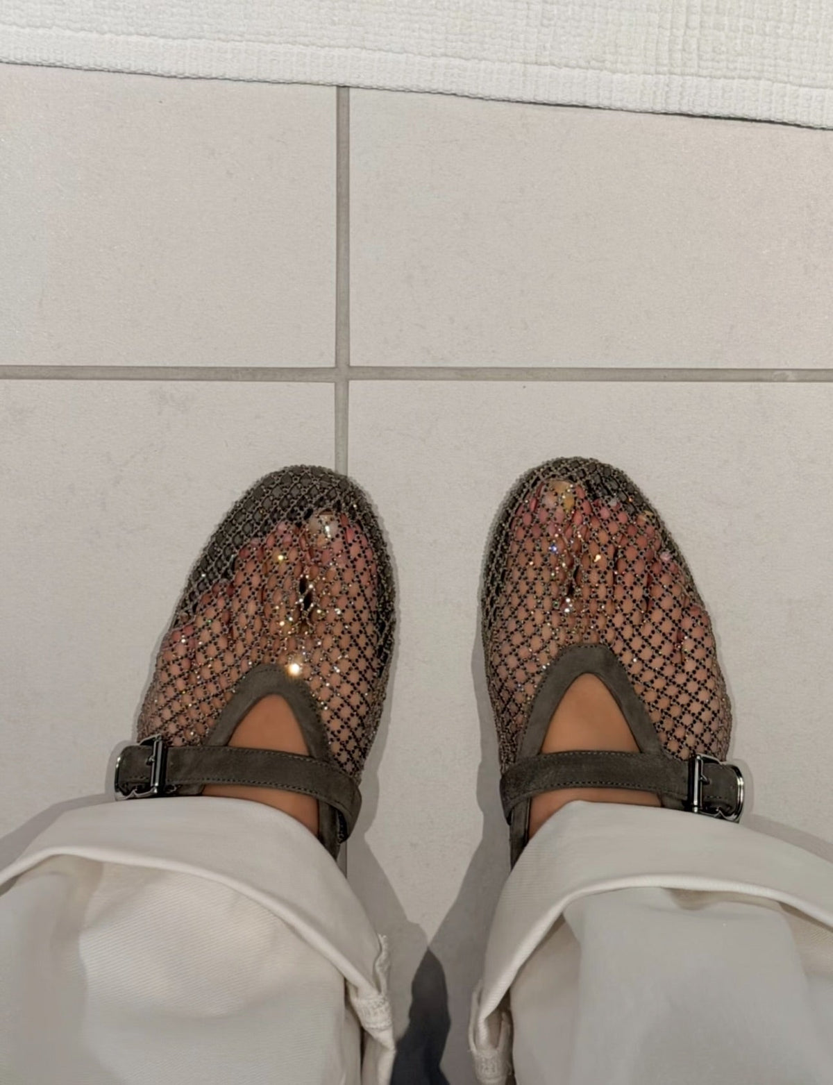 Jessica ballerina's van mesh met strass