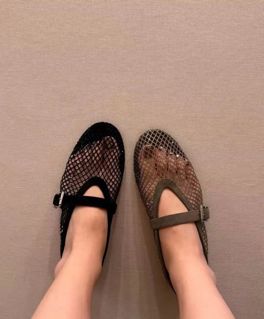 Jessica ballerina's van mesh met strass