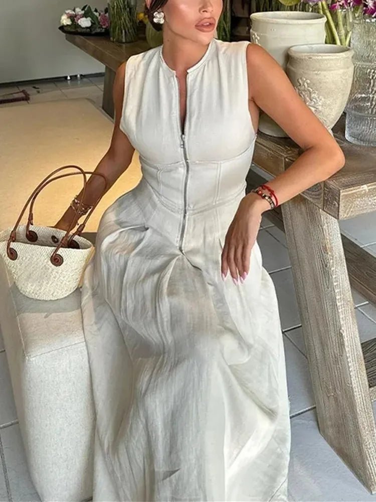Jessica Mouwloze midi-jurk