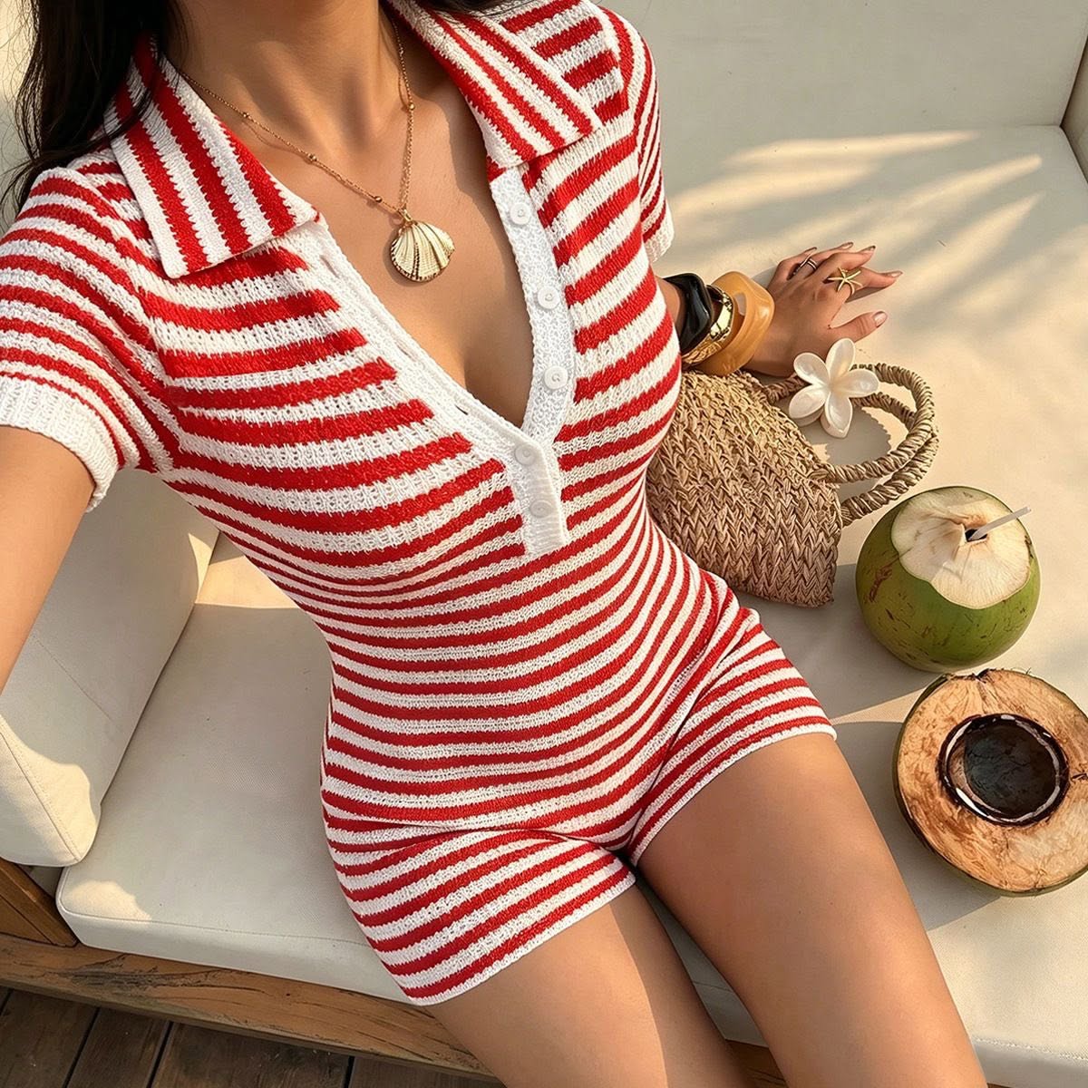 Jessica gestreepte gebreide jumpsuit
