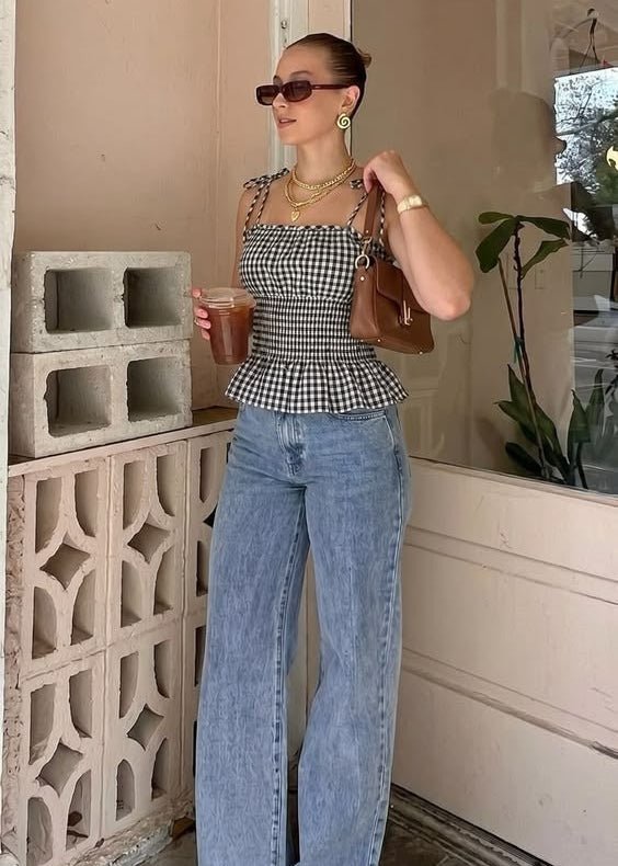Jessica vintage geruite tanktop