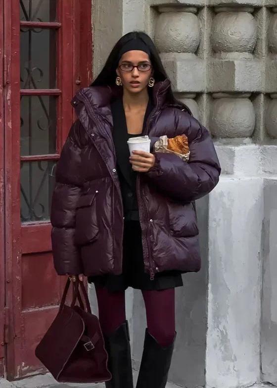 Jillian glanzende gewatteerde jas