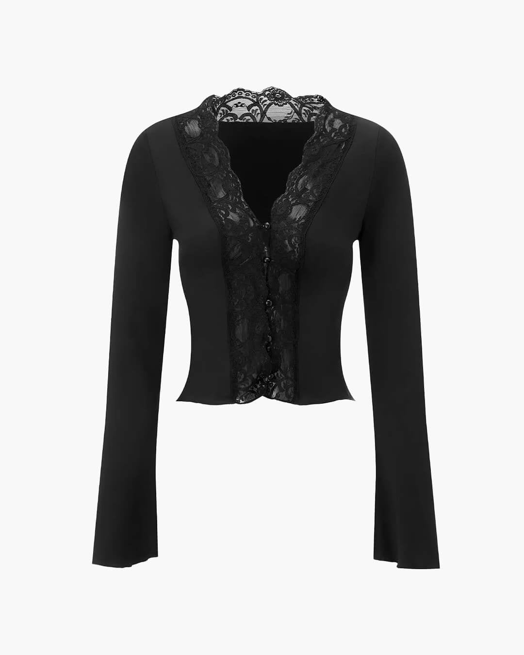 Blouse met lange mouwen en kanten bies Julia