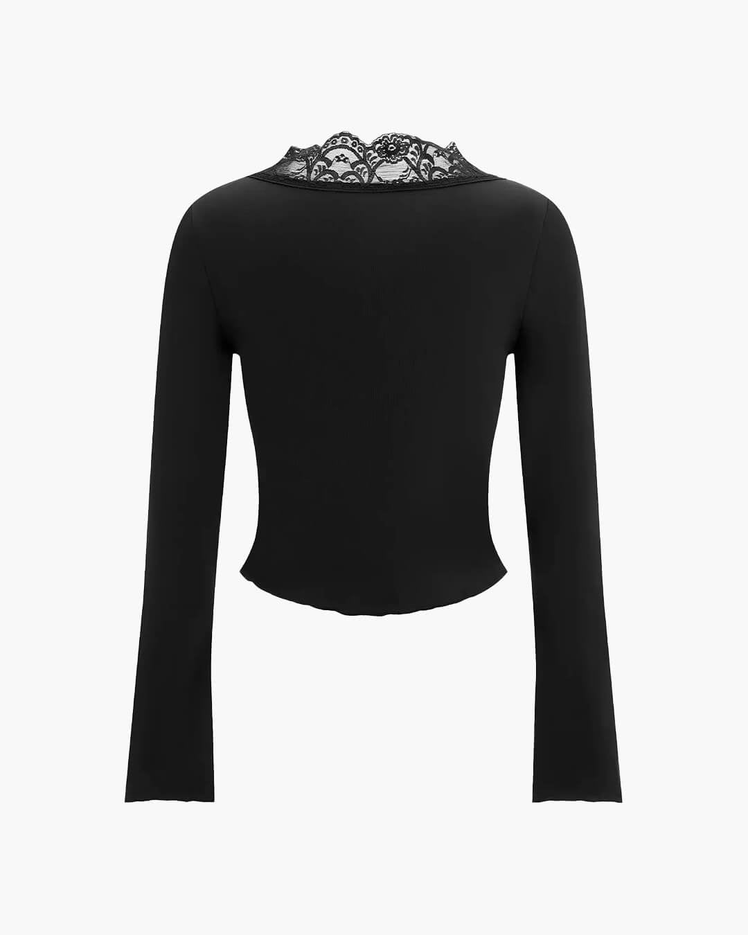 Blouse met lange mouwen en kanten bies Julia