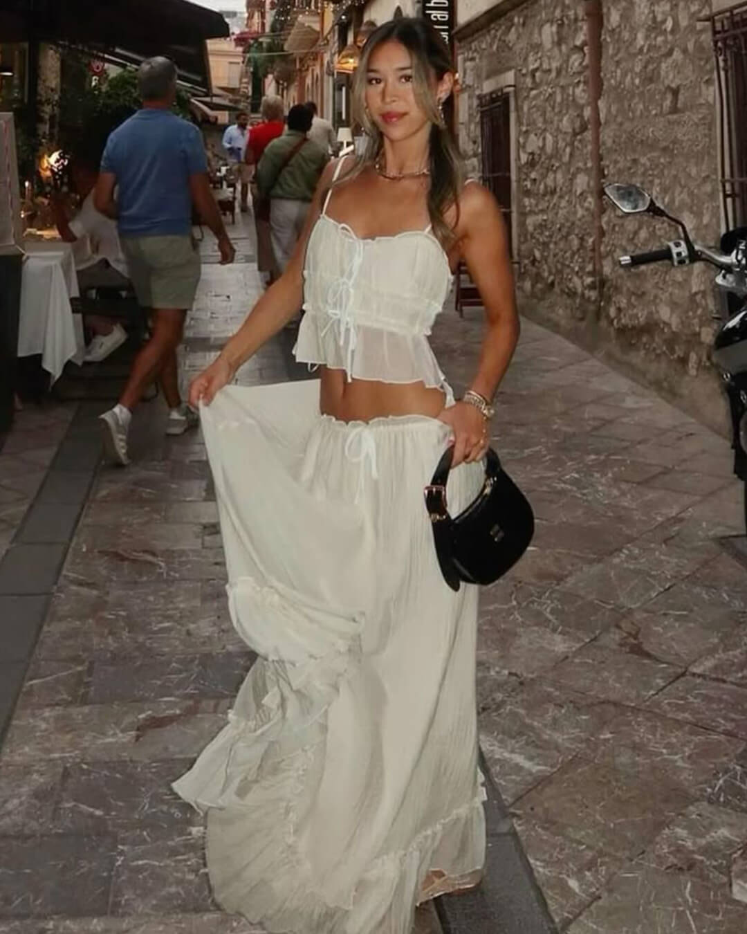 Julia geplooide cami-maxirokset