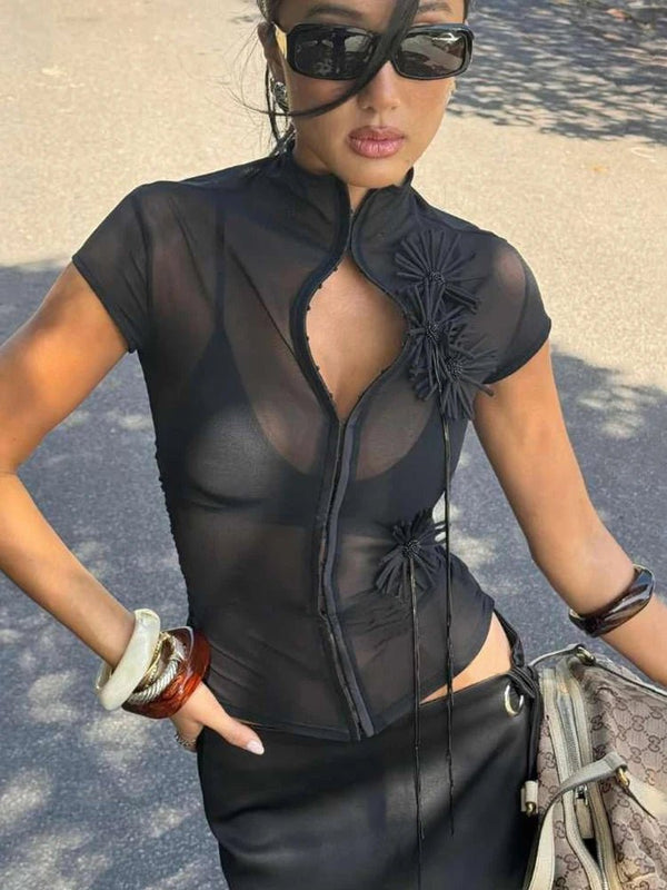 Kalia crop top met kwastjesapplicatie
