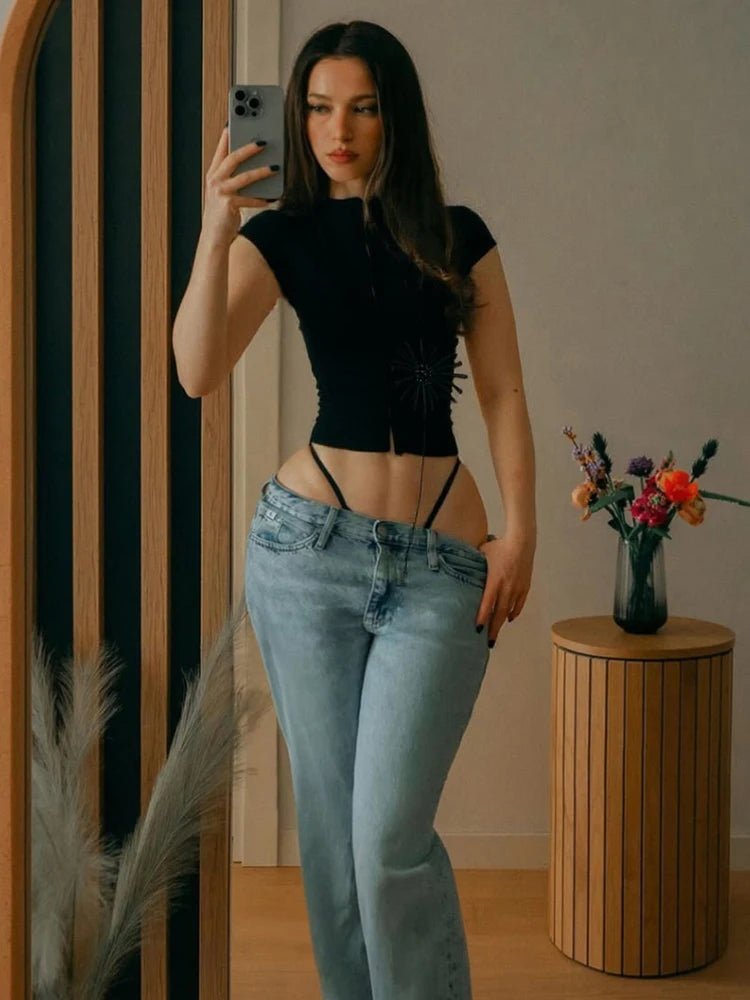 Kalia crop top met kwastjesapplicatie