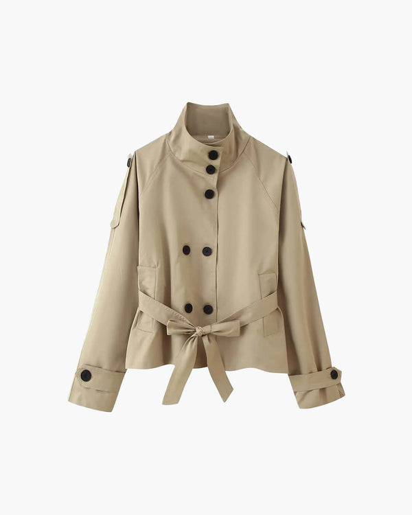 Kara korte trenchcoat met opstaande kraag