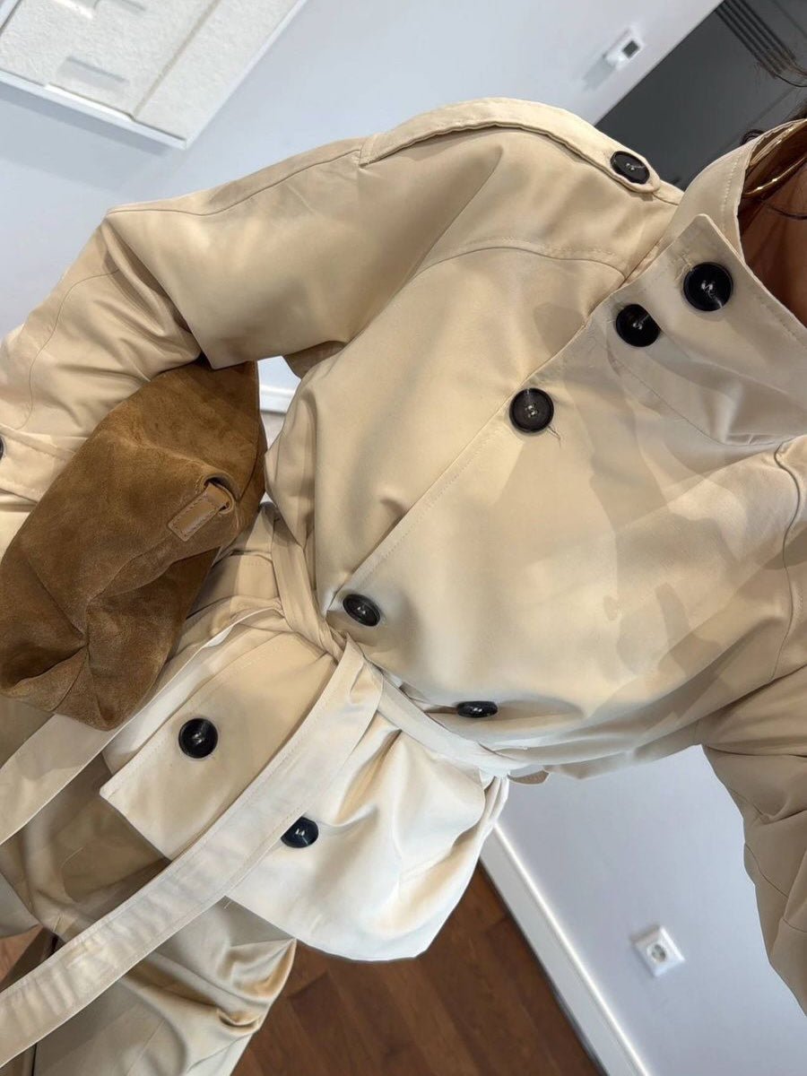 Kara korte trenchcoat met opstaande kraag