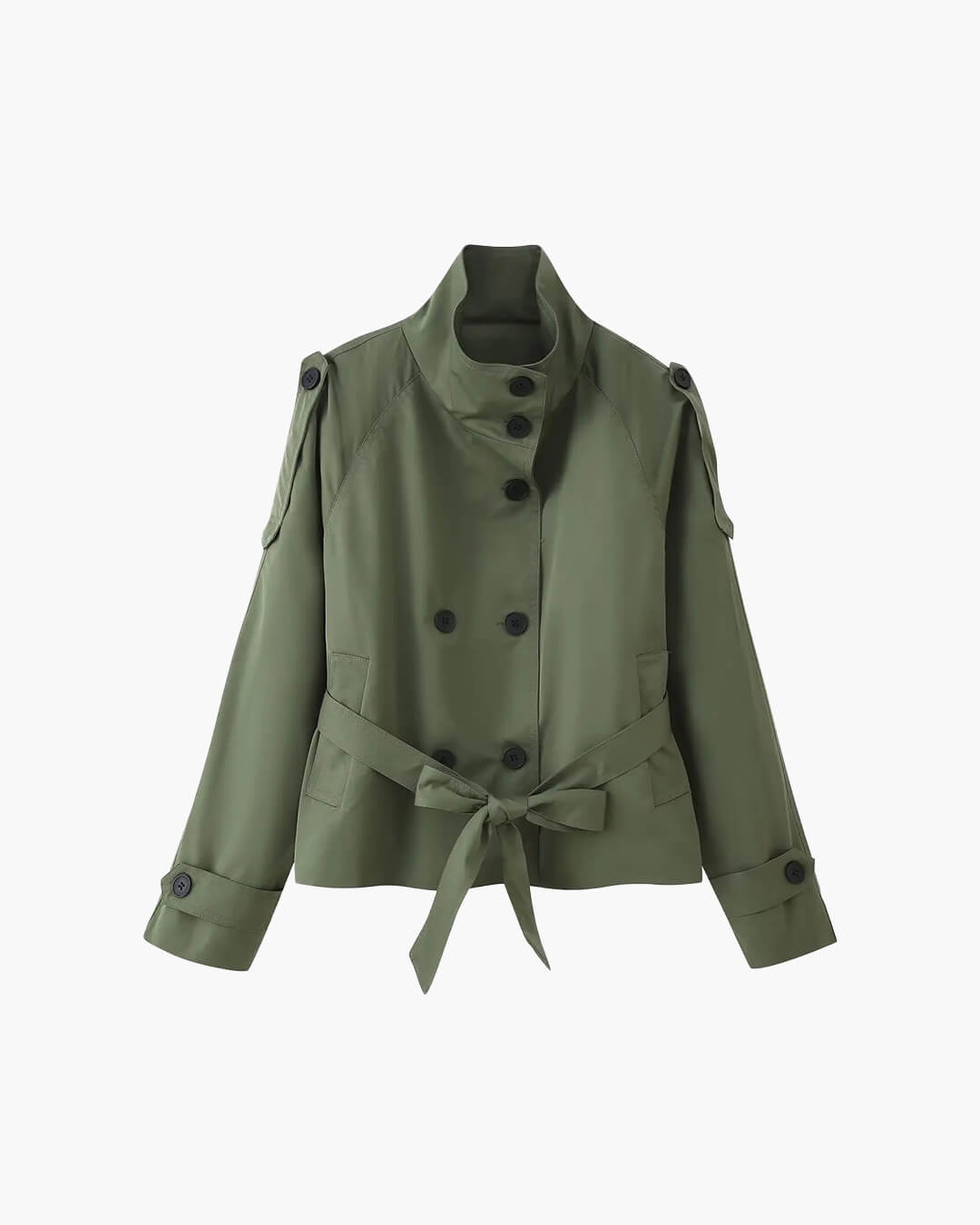 Kara korte trenchcoat met opstaande kraag