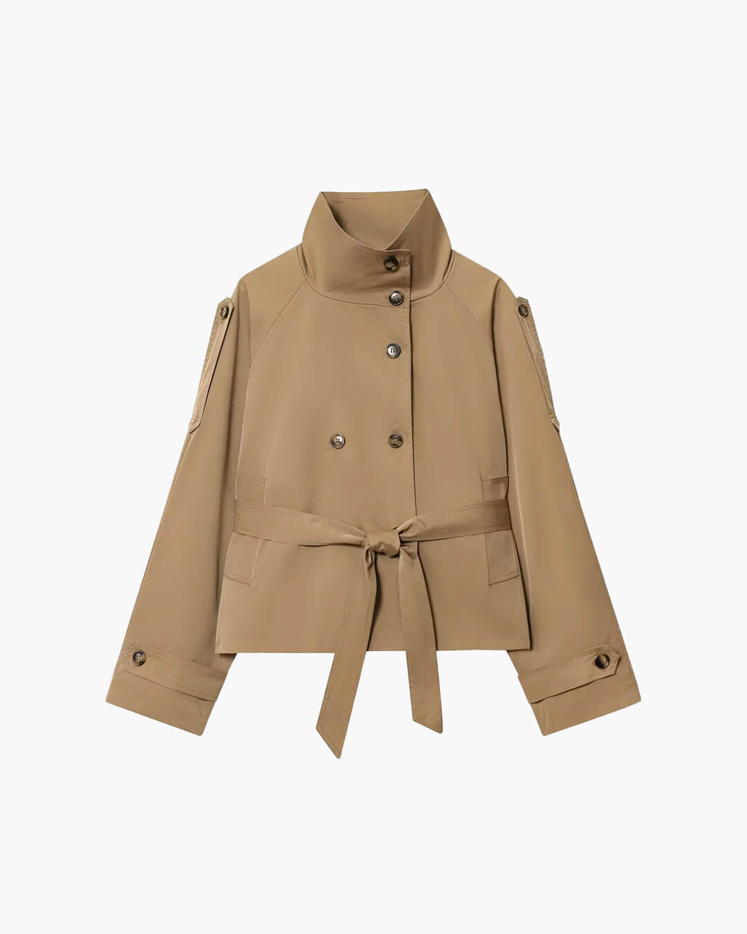 Kara korte trenchcoat met opstaande kraag